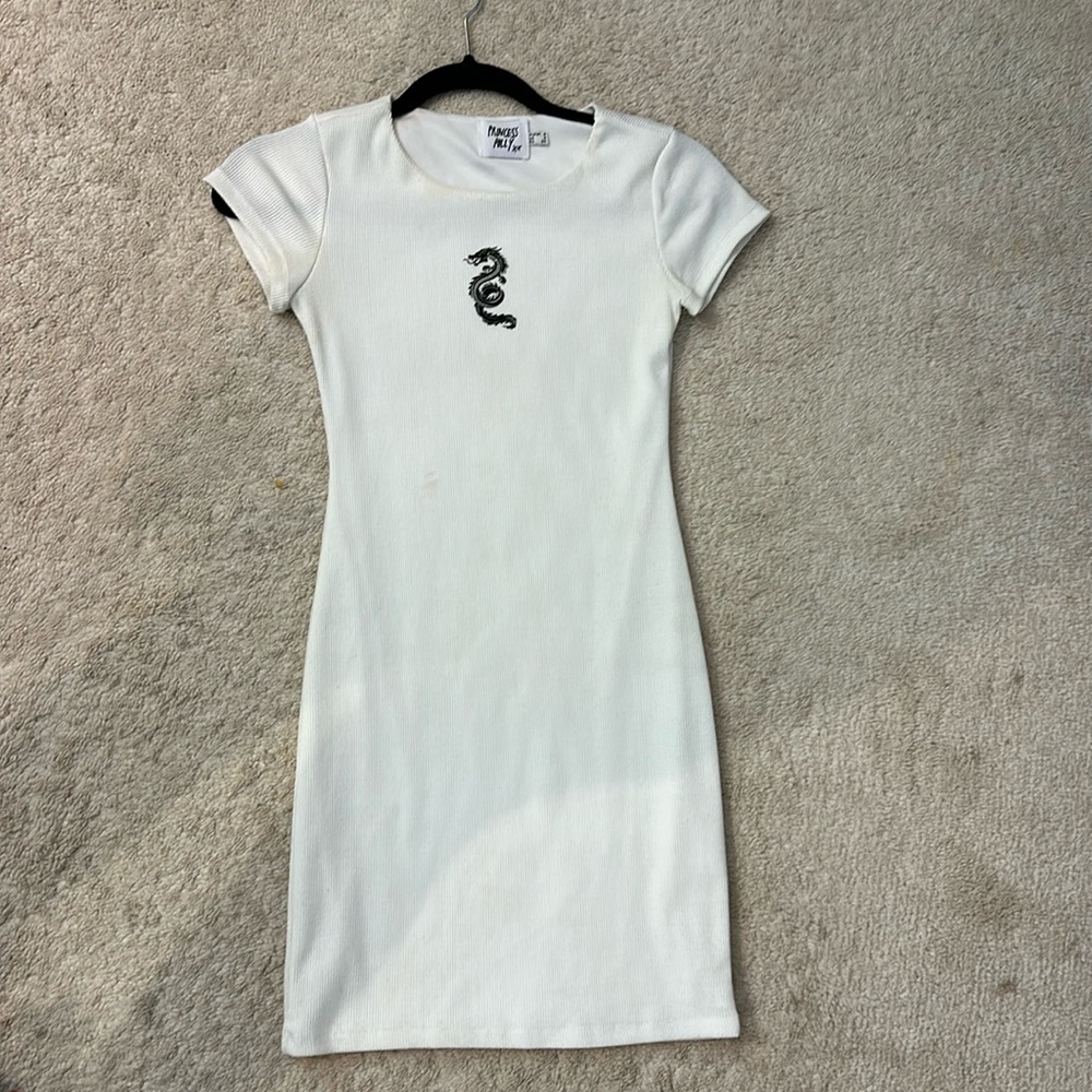 White dragon bodycon princess Polly dress